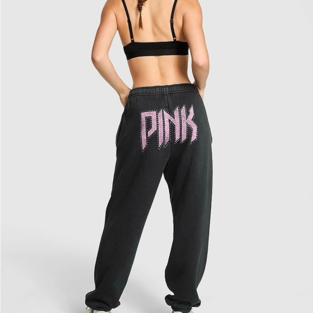Victoria's Secret PINK Limited Edition BLING Rock Band Campus Joggers XL